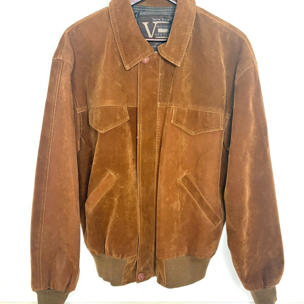 Vintage Men’s Suede VALIANT Bomber Jacket - Size XL - Made in Italy